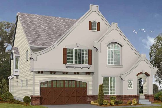 Exterior - Front Elevation 3 for European House Plan #132-332 - 4 bed, 3.5 bath
