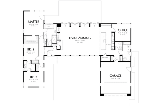 Floor Plan - Main Floor for Modern House Plan #48-477 - 3 bed, 2.5 bath
