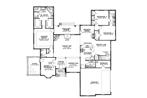 Floor Plan - Main Floor for Traditional House Plan #17-2743 - 4 bed, 2.5 bath