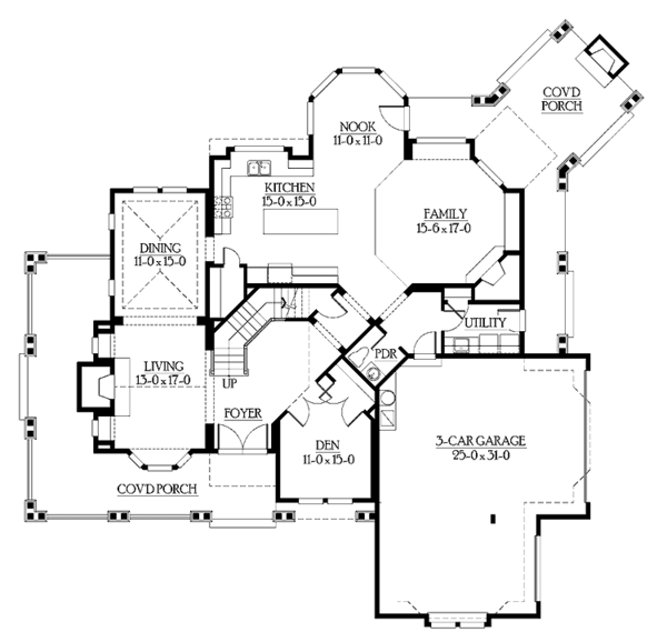 Home Plan - Craftsman Floor Plan - Main Floor Plan #132-237