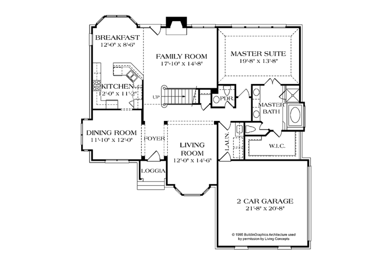 Architectural House Design - Floor Plan - Main Floor for Colonial House Plan #453-270 - 4 bed, 3.5 bath