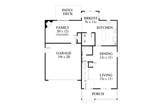 Floor Plan - Main Floor for Country House Plan #1053-24 - 3 bed, 2.5 bath