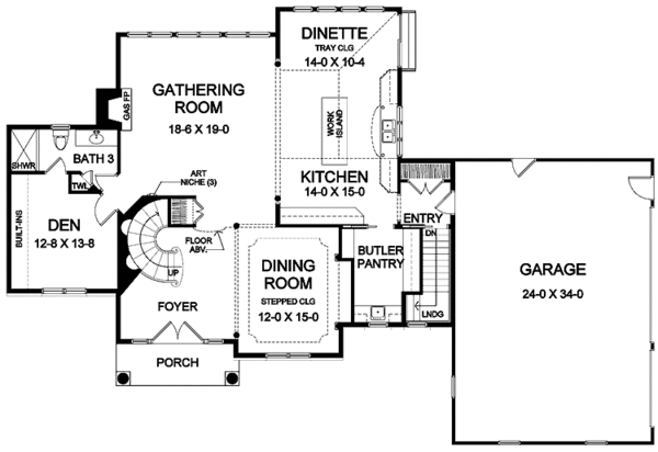 House Plan Design - Traditional Floor Plan - Main Floor Plan #328-361