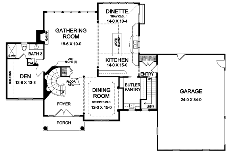 Dream House Plan - Floor Plan - Main Floor for Traditional House Plan #328-361 - 3 bed, 3 bath