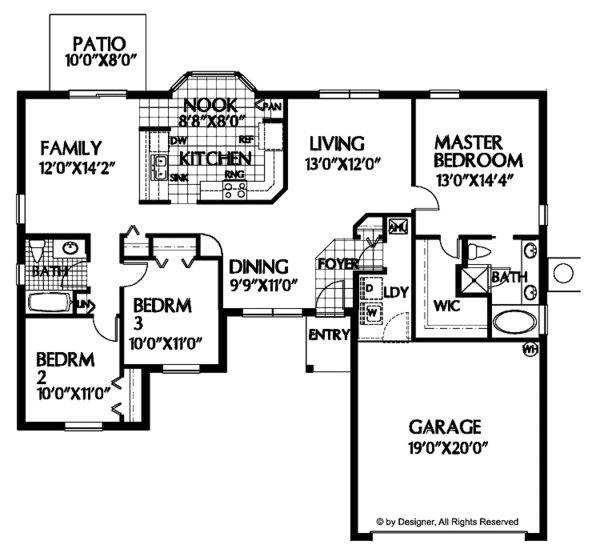 Architectural House Design - Ranch Floor Plan - Main Floor Plan #999-43