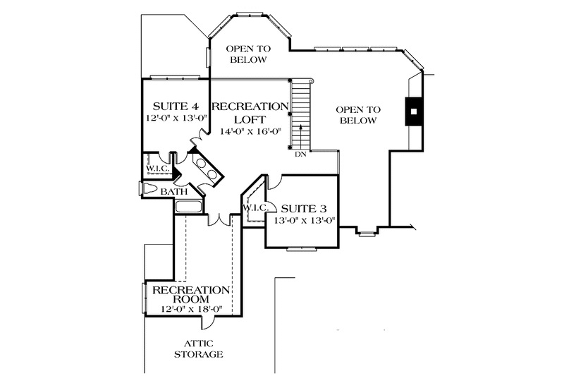 House Blueprint - Floor Plan - Upper Floor for Country House Plan #453-480 - 4 bed, 3 bath