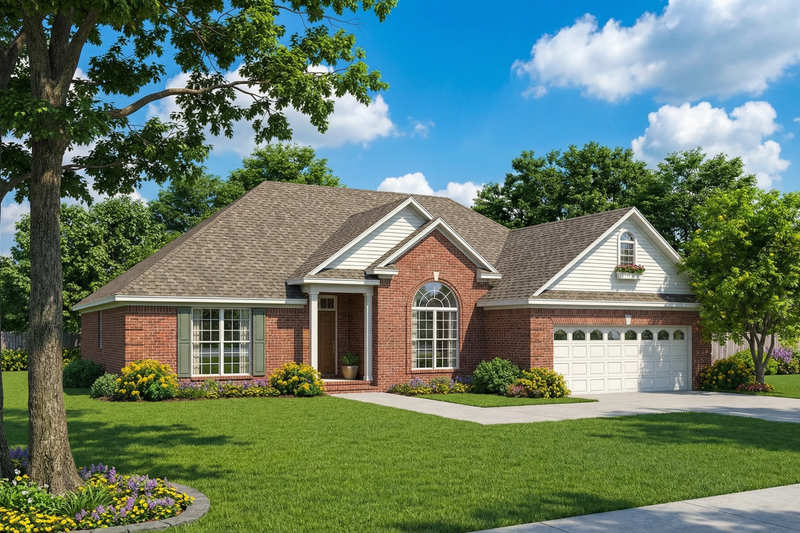 House Plan Design - Exterior - Front Elevation 3 for European House Plan #17-1041 - 3 bed, 2 bath