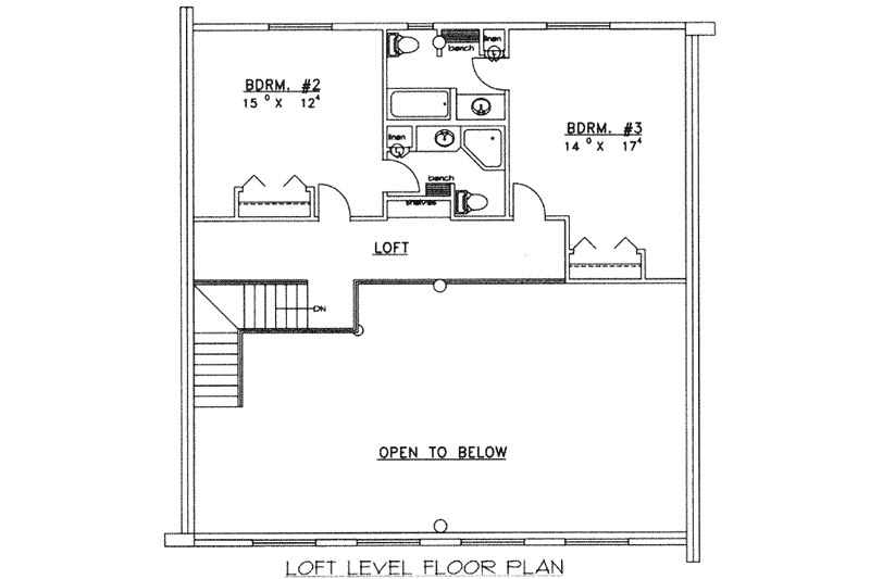 Home Plan - Floor Plan - Upper Floor for Log House Plan #117-475 - 3 bed, 3.5 bath