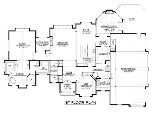 Floor Plan - Main Floor for European House Plan #1064-125 - 4 bed, 3.5 bath