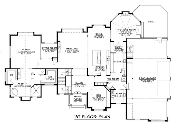 Architectural House Design - European Floor Plan - Main Floor Plan #1064-125