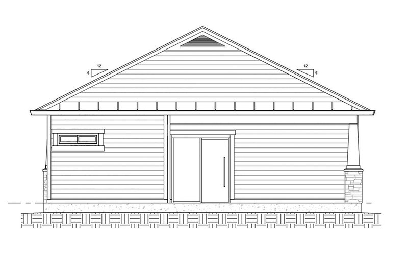 House Blueprint - Exterior - Rear Elevation for Ranch House Plan #1077-8 - 1 bed, 1 bath