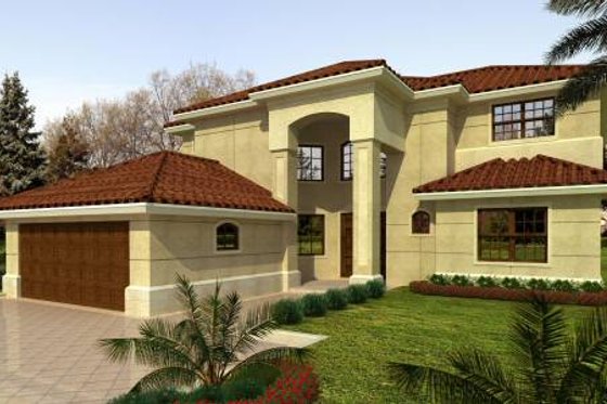 Exterior - Front Elevation for Mediterranean House Plan #420-142 - 5 bed, 3.5 bath