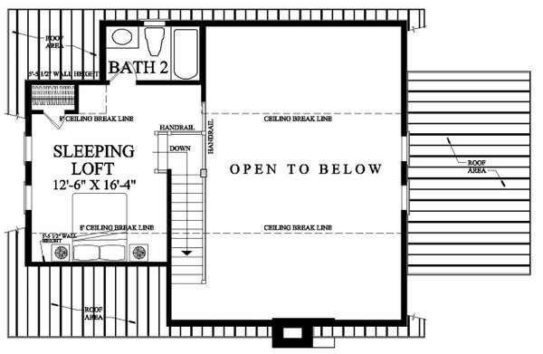 Home Plan - Floor Plan - Upper Floor for Cabin House Plan #137-420 - 1 bed, 1.5 bath