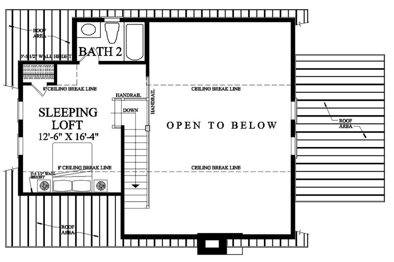 Home Plan - Floor Plan - Upper Floor for Cabin House Plan #137-420 - 1 bed, 1.5 bath