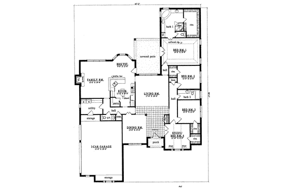 Floor Plan - Main Floor for European House Plan #42-272 - 4 bed, 2.5 bath