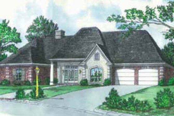 Exterior - Front Elevation for European House Plan #16-159 - 4 bed, 2 bath