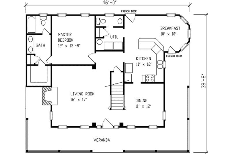 Home Plan - Floor Plan - Main Floor for Southern House Plan #410-218 - 3 bed, 2.5 bath