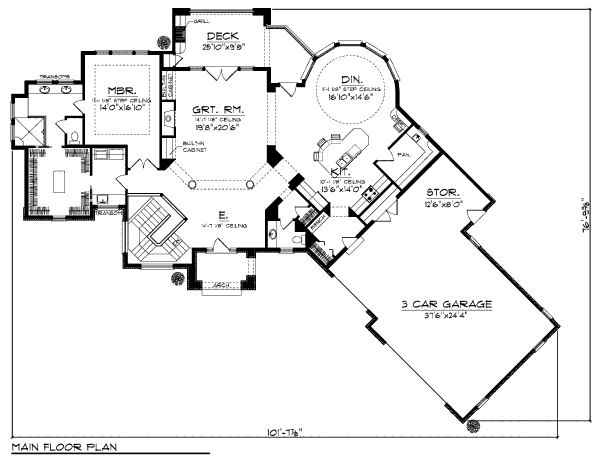 Architectural House Design - European Floor Plan - Main Floor Plan #70-1009