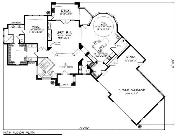 European Floor Plan - Main Floor Plan #70-1009