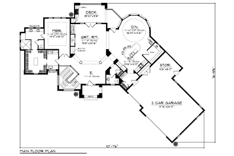 Architectural House Design - Floor Plan - Main Floor for European House Plan #70-1009 - 3 bed, 3.5 bath