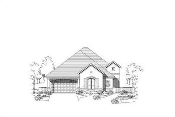 Exterior - Front Elevation for European House Plan #411-349 - 3 bed, 2 bath
