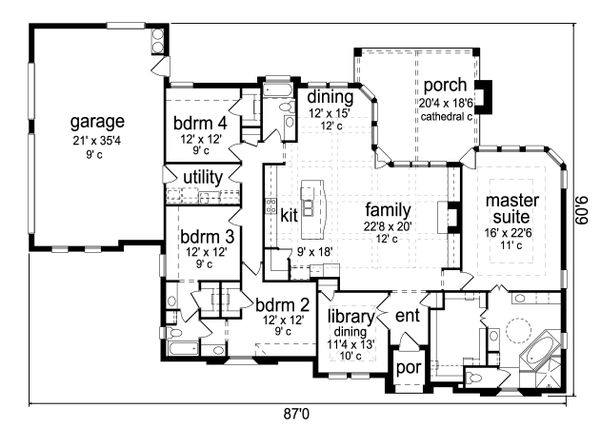 Tudor Floor Plan - Main Floor Plan #84-591
