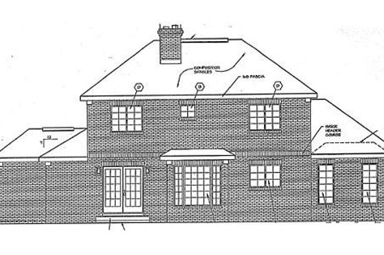 Exterior - Rear Elevation for European House Plan #312-613 - 4 bed, 2.5 bath
