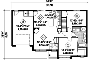 Floor Plan - Main Floor for Ranch House Plan #25-4547 - 2 bed, 1 bath