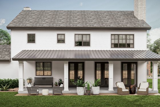 Exterior - Rear Elevation for Colonial House Plan #455-467 - 3 bed, 3.5 bath