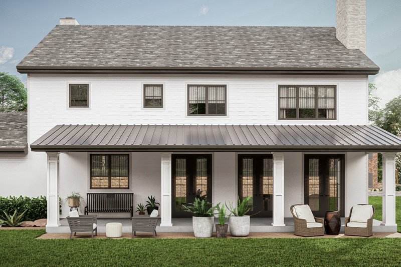 House Blueprint - Exterior - Rear Elevation for Colonial House Plan #455-467 - 3 bed, 3.5 bath