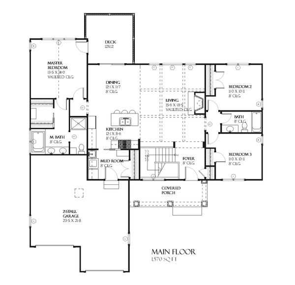 Ranch Floor Plan - Main Floor Plan #901-54