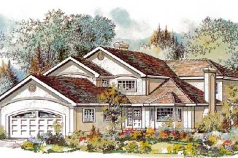 European Style House Plan - 3 Beds 2.5 Baths 1962 Sq/Ft Plan #18-9007