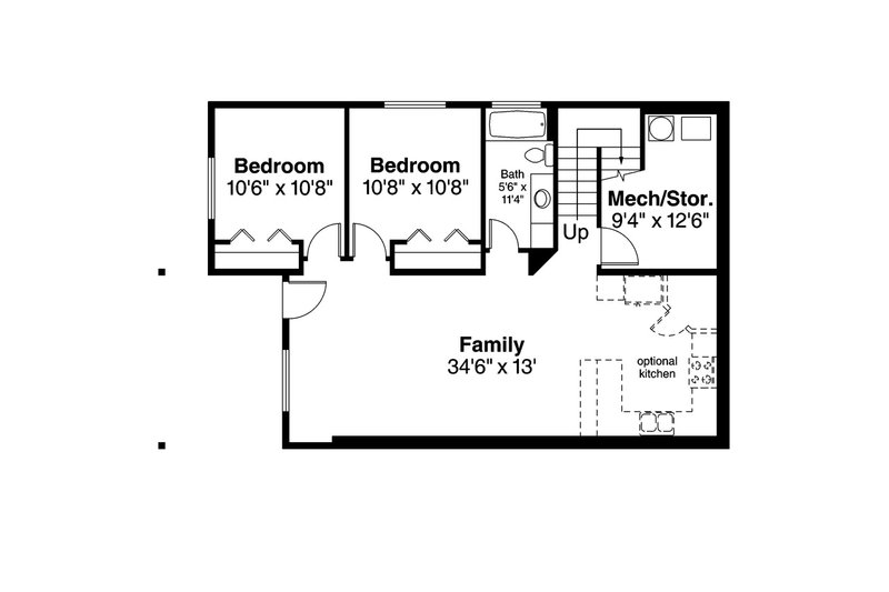 Architectural House Design - Floor Plan - Lower Floor for Traditional House Plan #124-1046 - 3 bed, 2.5 bath