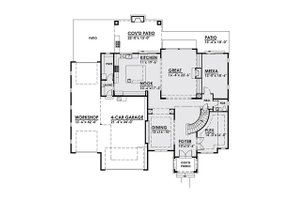 Floor Plan - Main Floor for Classical House Plan #1066-18 - 4 bed, 3.5 bath