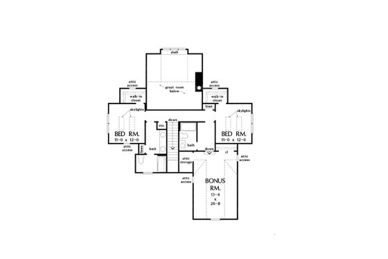 Floor Plan - Upper Floor for Farmhouse House Plan #929-1136 - 3 bed, 3.5 bath