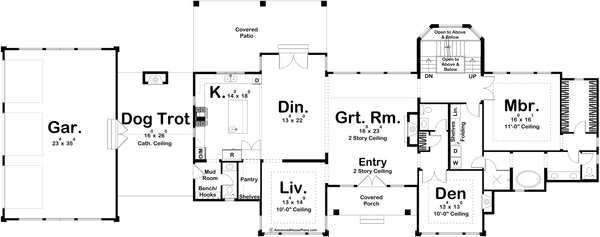 House Plan Design - Floor Plan - Main Floor for Farmhouse House Plan #455-710 - 4 bed, 4 bath