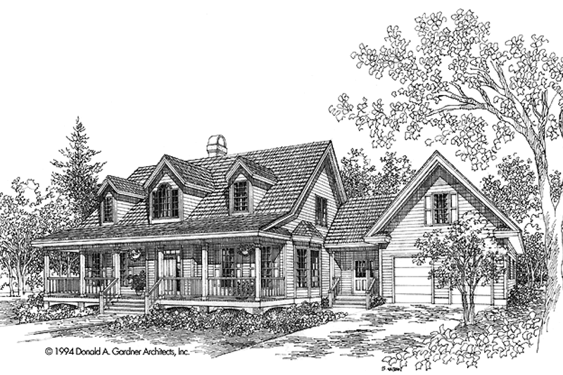 House Blueprint - Country Exterior - Front Elevation Plan #929-203