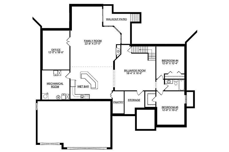 Home Plan - Floor Plan - Lower Floor for Country House Plan #950-4 - 3 bed, 2 bath