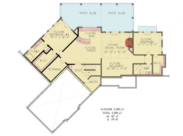 Architectural House Design - Floor Plan - Lower Floor for Traditional House Plan #54-724 - 3 bed, 2 bath