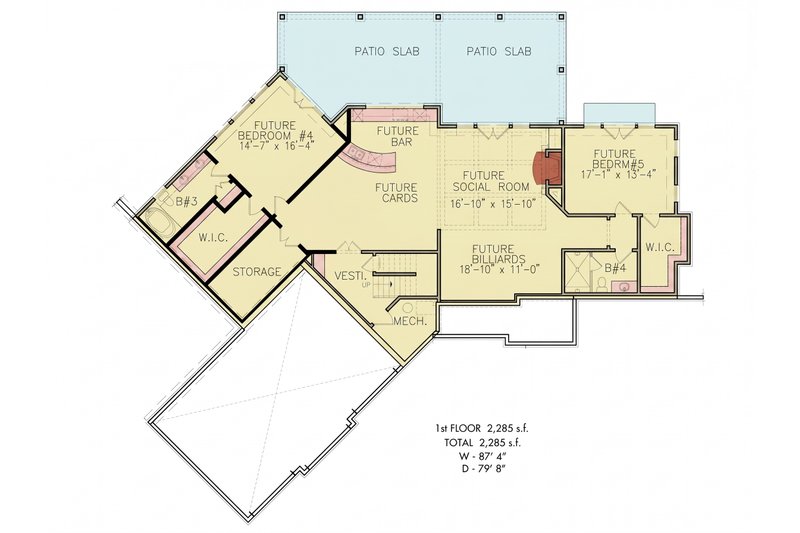 Architectural House Design - Floor Plan - Lower Floor for Traditional House Plan #54-724 - 3 bed, 2 bath
