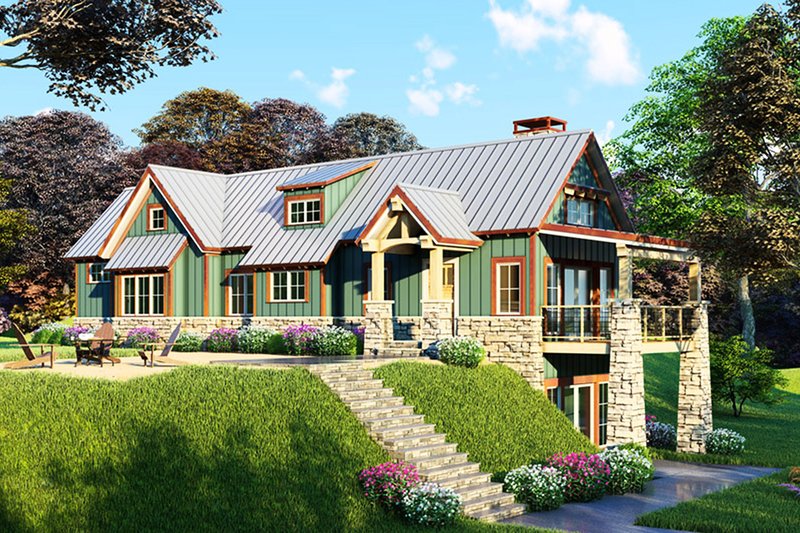 Architectural House Design - Craftsman Exterior - Front Elevation Plan #923-23