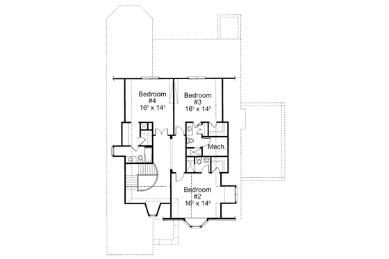 Floor Plan - Upper Floor for European House Plan #429-44 - 4 bed, 4 bath