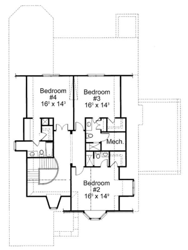 House Blueprint - European Floor Plan - Upper Floor Plan #429-44