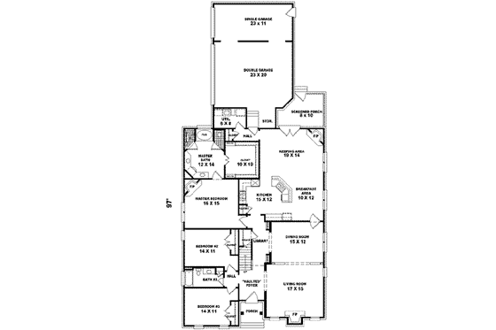 Floor Plan - Main Floor for European House Plan #81-444 - 3 bed, 3 bath