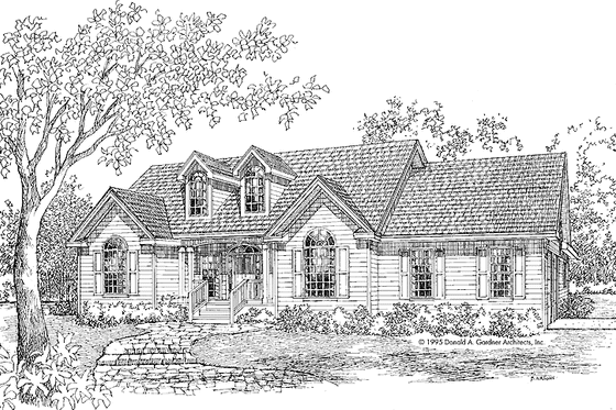 Exterior - Front Elevation 3 for Ranch House Plan #929-356 - 3 bed, 2 bath