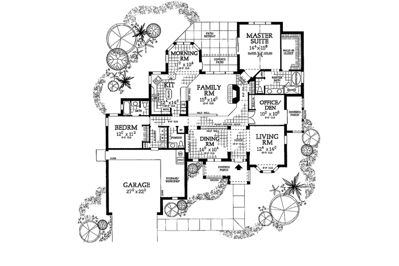 Architectural House Design - Floor Plan - Main Floor for Mediterranean House Plan #72-1003 - 2 bed, 2.5 bath