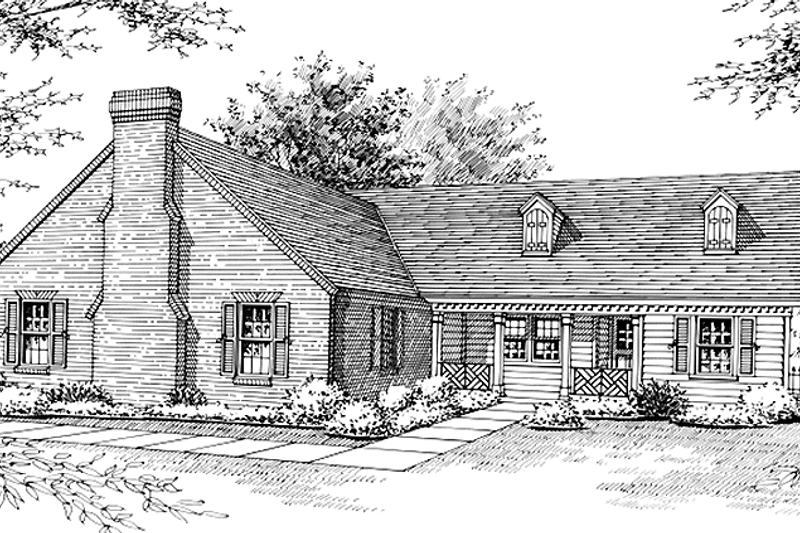 Home Plan - Exterior - Front Elevation 3 for Traditional House Plan #45-401 - 4 bed, 2 bath