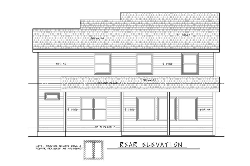 Home Plan - Exterior - Rear Elevation for Farmhouse House Plan #20-2362 - 3 bed, 3 bath
