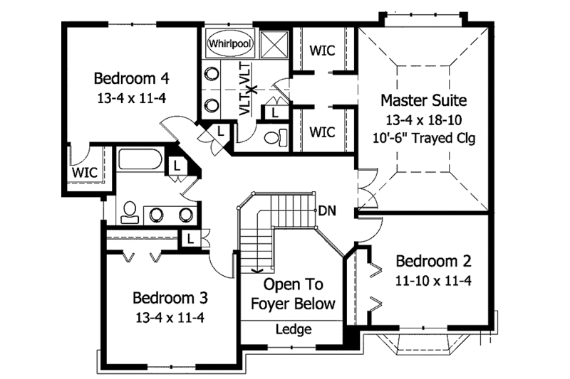 Home Plan - Floor Plan - Upper Floor for Colonial House Plan #51-956 - 4 bed, 3 bath