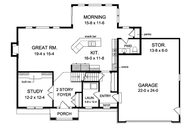 Architectural House Design - Floor Plan - Main Floor for Colonial House Plan #1010-154 - 3 bed, 2.5 bath
